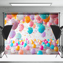 Lofaris Colorful Balloons Ribbons Bokeh Photography Backdrop