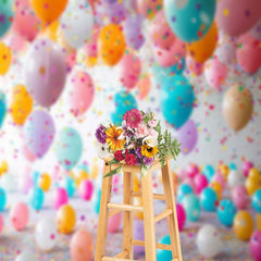 Lofaris Colorful Balloons Ribbons Bokeh Photography Backdrop