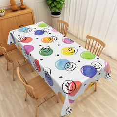 Lofaris Colorful Balloons Smileys White Rectangle Tablecloth