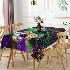 Lofaris Colorful Bead Feather Mask Rectangle Tablecloth