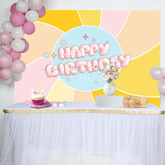 Lofaris Colorful Boho Sun Cute Pink Happy Birthday Backdrop