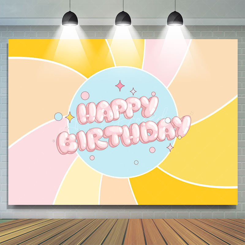 Lofaris Colorful Boho Sun Cute Pink Happy Birthday Backdrop