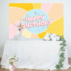 Lofaris Colorful Boho Sun Cute Pink Happy Birthday Backdrop