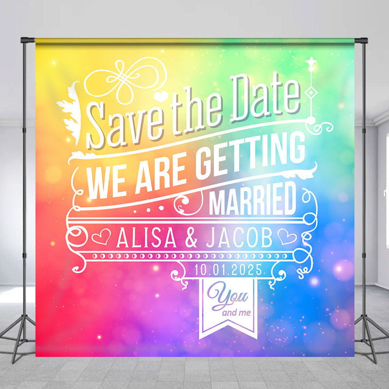 Lofaris Colorful Bokeh Save The Date Custom Wedding Backdrop