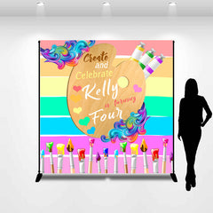 Lofaris Colorful Brush Personalized 4th Birthday Backdrop