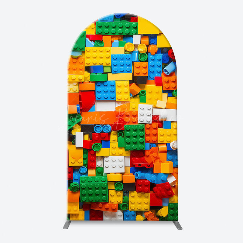 Lofaris Colorful Building Blocks Boy Arch Birthday Backdrop