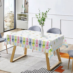 Lofaris Colorful Bunny Greenery Easter Rectangle Tablecloth