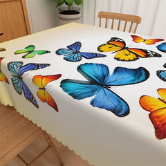 Lofaris Colorful Butterflies Light Yellow Fabric Tablecloth