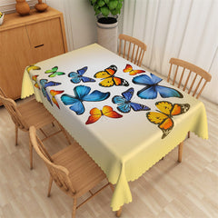 Lofaris Colorful Butterflies Light Yellow Fabric Tablecloth