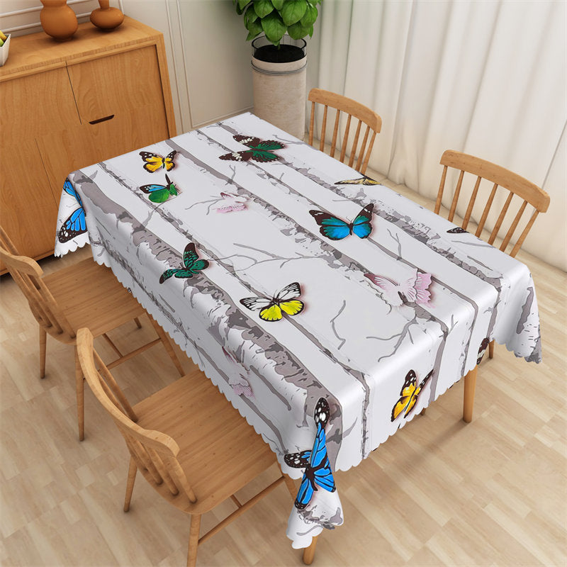 Lofaris Colorful Butterfly Marble Camping Picnic Tablecloth