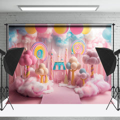 Lofaris Colorful Candy Balloons Cloud Cake Smash Backdrop