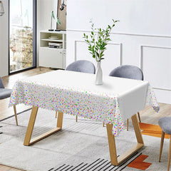 Lofaris Colorful Candy Dots White Rectangle Kitchen Tablecloth