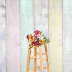 Lofaris Colorful Candy Wood Vertical Stripe Photo Backdrop