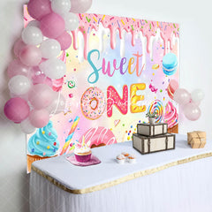 Lofaris Colorful Candyland Cream Sweet One Birthday Backdrop