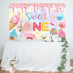 Lofaris Colorful Candyland Cream Sweet One Birthday Backdrop