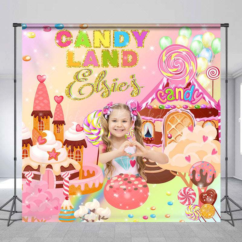 Lofaris Colorful Candyland Custom Photo Birthday Backdrop