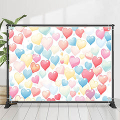 Lofaris Colorful Cartoon Dense Heart Valentines Day Backdrop