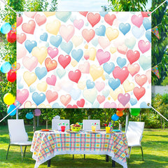 Lofaris Colorful Cartoon Dense Heart Valentines Day Backdrop