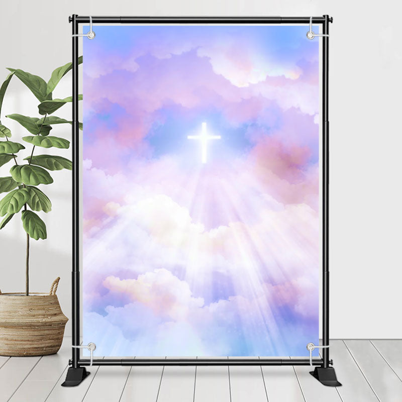 Lofaris Colorful Clouds Bright Holy Cross Baptism Backdrop