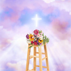 Lofaris Colorful Clouds Bright Holy Cross Baptism Backdrop