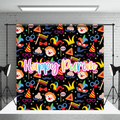 Lofaris Colorful Clown Happy Purim Carnival Party Backdrop