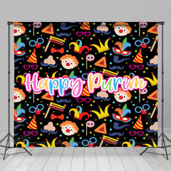 Lofaris Colorful Clown Happy Purim Carnival Party Backdrop