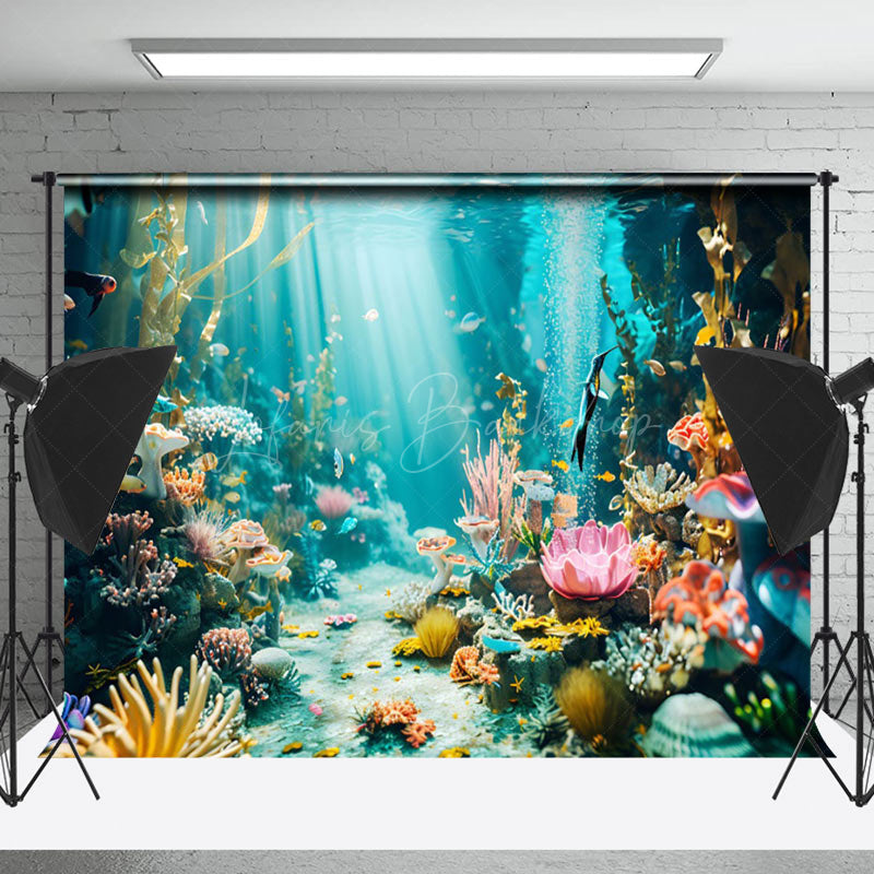 Lofaris Colorful Coral Seaweed Undersea Animals Backdrop