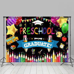 Lofaris Colorful Crayon Balloon Preschool Graduation Backdrop