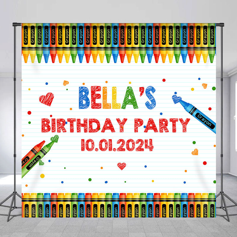 Lofaris Colorful Crayons Notebook Custom Birthday Backdrop