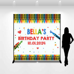 Lofaris Colorful Crayons Notebook Custom Birthday Backdrop