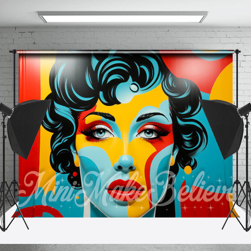 Lofaris Colorful Curly Hair Woman Portrait Fine Art Backdrop