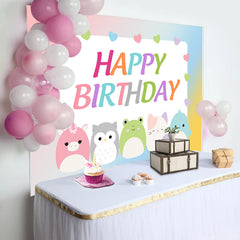 Lofaris Colorful Cute Animal Egg Boy Happy Birthday Backdrop