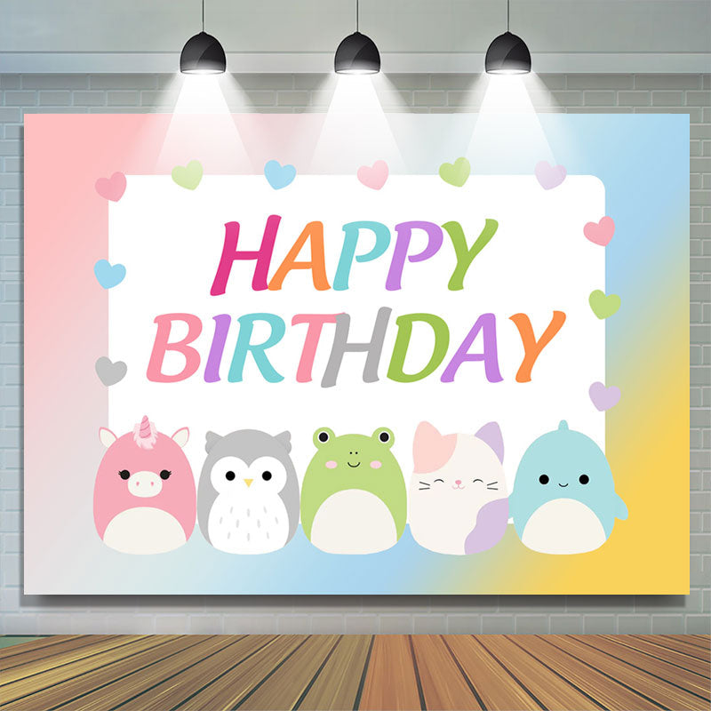 Lofaris Colorful Cute Animal Egg Boy Happy Birthday Backdrop