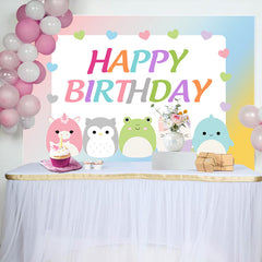 Lofaris Colorful Cute Animal Egg Boy Happy Birthday Backdrop