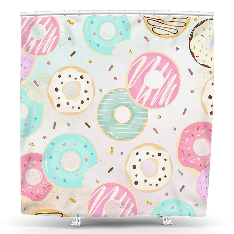 Lofaris Colorful Delicious Creamy Donut Heart Shower Curtain