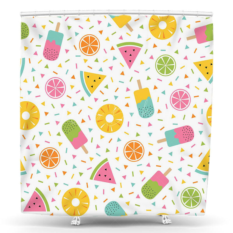 Lofaris Colorful Donut Ice Cream Candy Lemon Shower Curtain