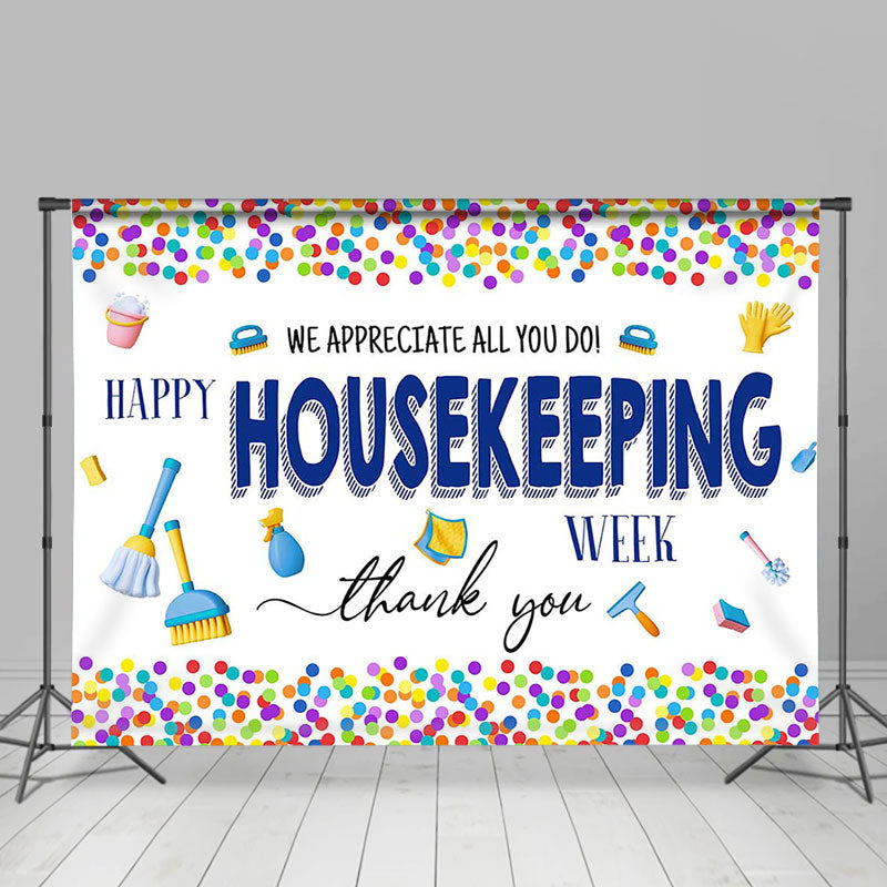 Lofaris Colorful Dot Housekeeping Week Appreciation Backdrop