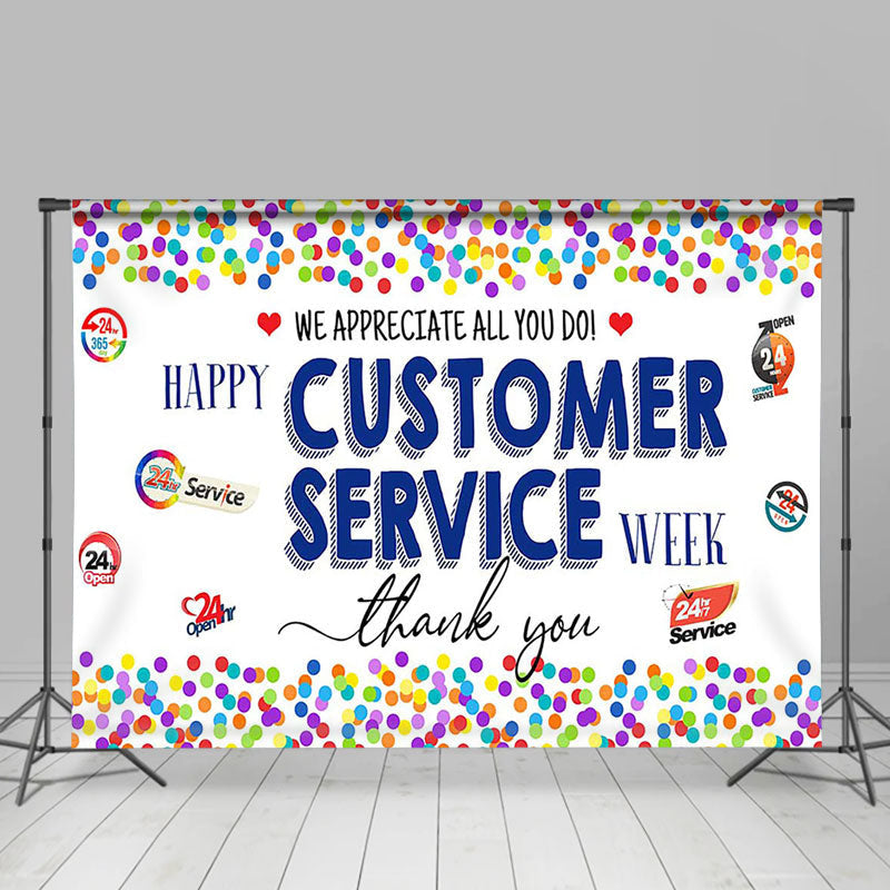 Lofaris Colorful Dot Thank You Customer Sevice Week Backdrop