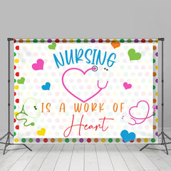 Lofaris Colorful Dots Heart Thanks Nurse Backdrop