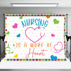 Lofaris Colorful Dots Heart Thanks Nurse Backdrop