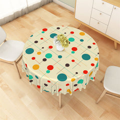 Lofaris Colorful Dots Line Yellow Abstract Round Tablecloth