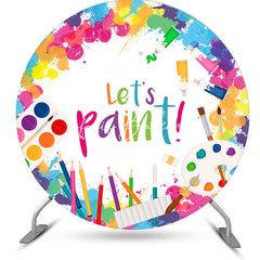 Lofaris Colorful Drawing Lets Paint Round Party Backdrop