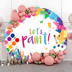 Lofaris Colorful Drawing Lets Paint Round Party Backdrop