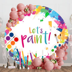 Lofaris Colorful Drawing Lets Paint Round Party Backdrop