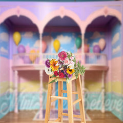 Lofaris Colorful Dreamy Balcony Balloons Easter Backdrop