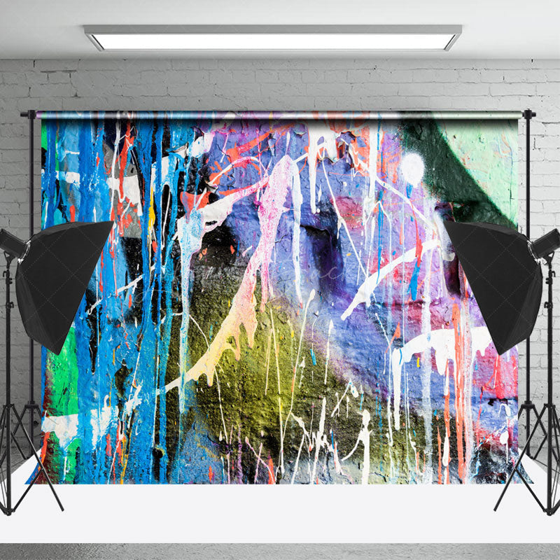 Lofaris Colorful Dripping Graffiti Wall Photography Backdrop