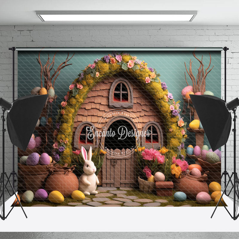 Lofaris Colorful Egg Rabbit Wood Easter Backdrop For Photo