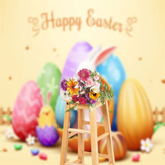 Lofaris Colorful Eggs Bunny Chick Photo Easter Backdrop