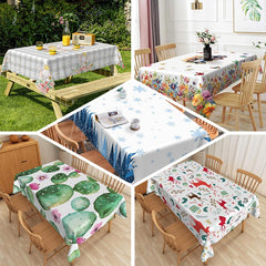 Lofaris Colorful Ethnic Plaid Green Rectangle Tablecloth