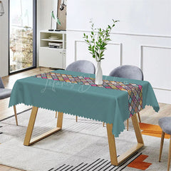 Lofaris Colorful Ethnic Plaid Green Rectangle Tablecloth